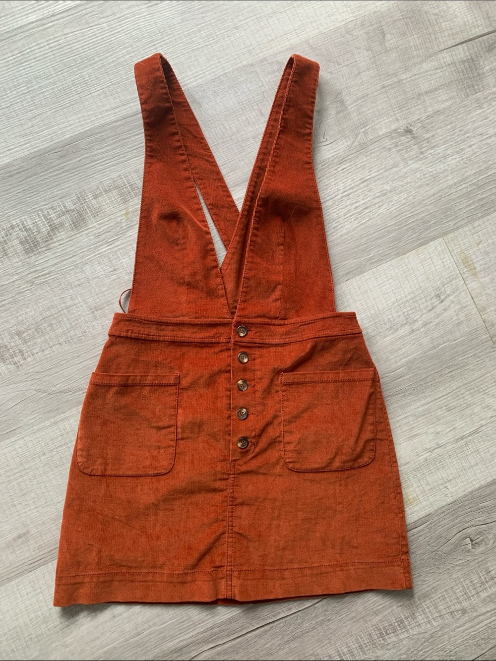 Free People Rust Orange Corduroy Overall Skirt, Size 2.